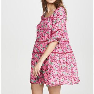 Playa Lucila Floral Dress Pink Green Floral Flowy Size XS